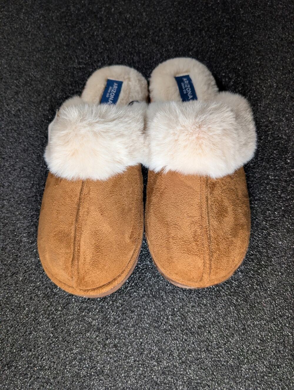 Arizona Jean Co Women’s Cognac Faux Fur Lined Mule Slippers XL 11/12 NWT
